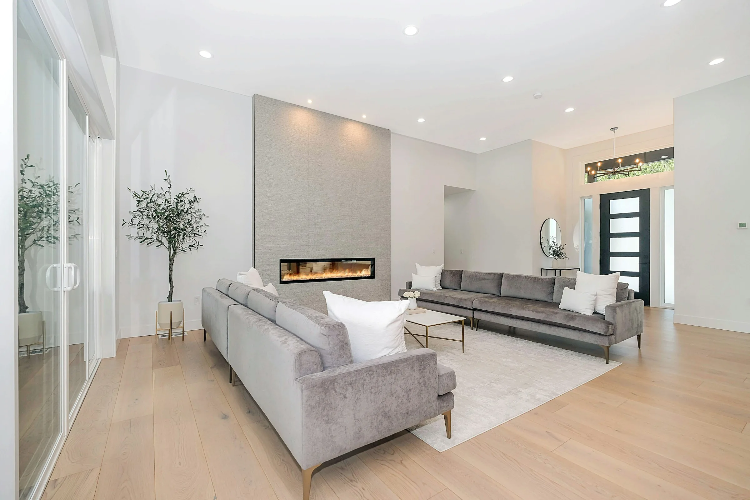 Empty fireplace living room before and after virtual staging original
